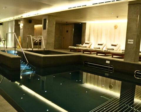 Empty spa pool aboard Viking river cruise ship